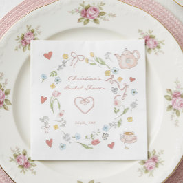Handritad Whimsical Tea Bröllopsdusch Pappersservett