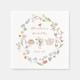 Handritad Whimsical Tea Bröllopsdusch Pappersservett