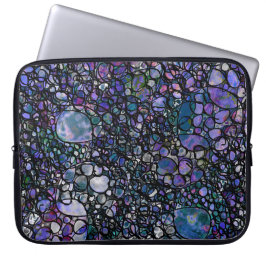 Handritade abstrakta cirklar, blå, lila, svart laptop sleeve