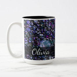 Handritade Abstrakter, blått, Lila, svart Två-Tonad Mugg