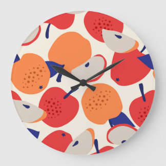 Handritade äpplen: Trendigets Vintage sömlös. Stor Klocka