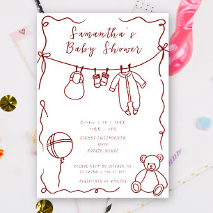 Handritade babykläder Baby Shower Inbjudningar