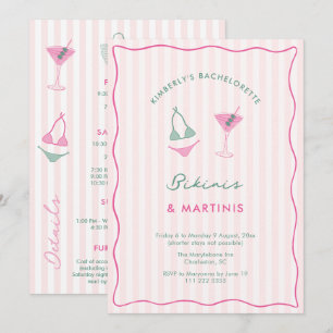Handritade Bikinis & Martinis Möhippa Inbjudningar