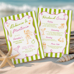 Handritade Bikinis & Martinis Möhippa Inbjudningar