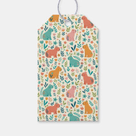 Handritade Blommiga Capybara Presentkort Presentetikett