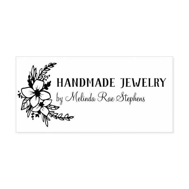 Handritade blommor & grönska Handgjorda gummistäml Stämpel (Tryck)