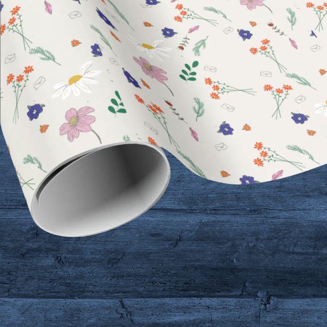 Handritade blommor Whimsical blommor Bröllop  Presentpapper (Skapare uppladdad)