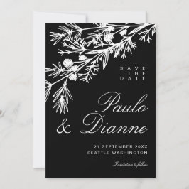 Handritade Botaniska Blad Spara Datum Inbjudningar