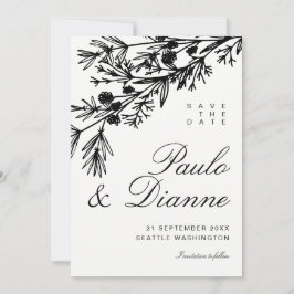 Handritade Botaniska Blad Spara Datum Inbjudningar