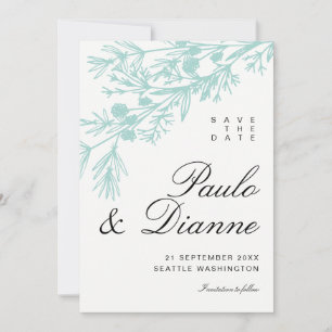 Handritade Botaniska Blad Spara Datum Inbjudningar
