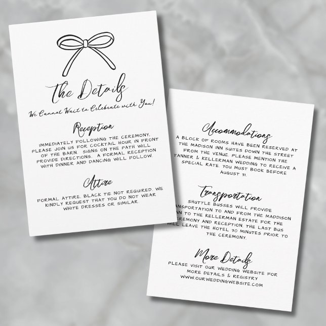 Handritade Bröllopsdetaljer Tilläggskort (Hand Drawn Whimsical Wedding Details Enclosure Card)