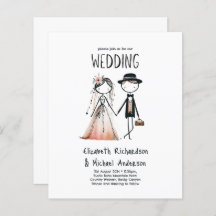 Handritade Bröllopsinbjudningar av typen Groom Sim