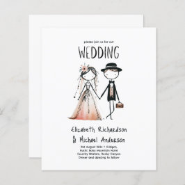 Handritade Bröllopsinbjudningar av typen Groom Sim