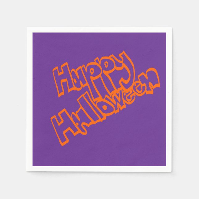 Handritade bubbelbokstäver Glädje Halloween Pappersservett (Framsidan)