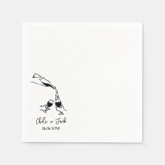 Handritade champagne torn glas bröllops servetter (Framsidan)