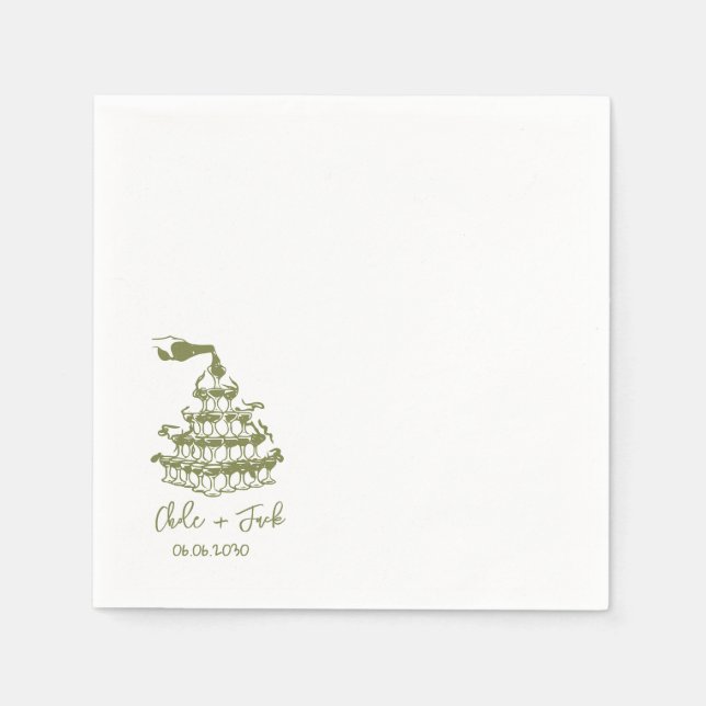 Handritade champagne torn glas bröllops servetter (Framsidan)