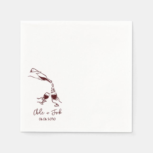 Handritade Champagnetornglas Bröllopsservetter Pappersservett (Framsidan)