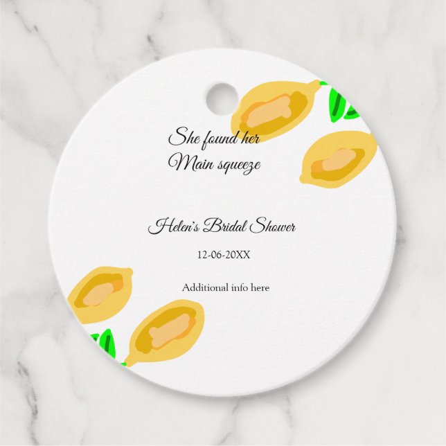 handritade citronblad lägg till QR bröllopsfest Gåvor Etiketter (Framsida)