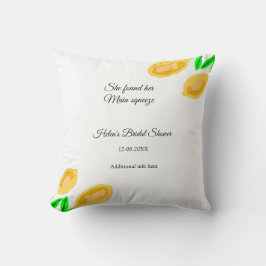 handritade citronblad lägg till QR bröllopsfest Kudde