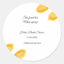 handritade citronblad lägg till QR bröllopsfest Runt Klistermärke