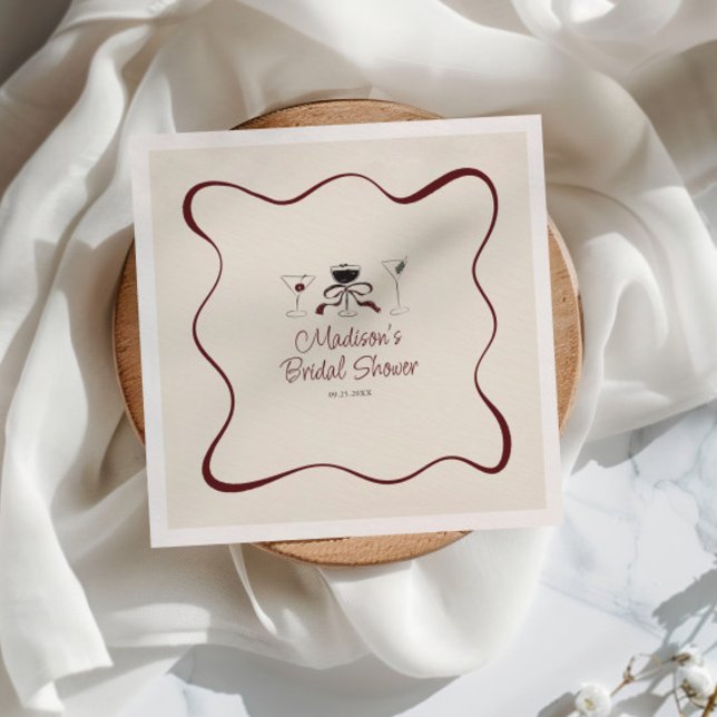 Handritade cocktails Vågig ram Bröllopsdusch Pappersservett (Skapare uppladdad)