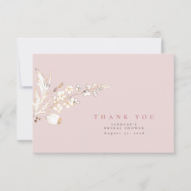 Handritade gula vildblommor Elegant tackkort Tack Kort (Framsida)