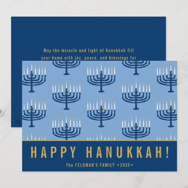 Handritade Hannukaljus Glad Hanukka  Julkort (Fram/baksida)
