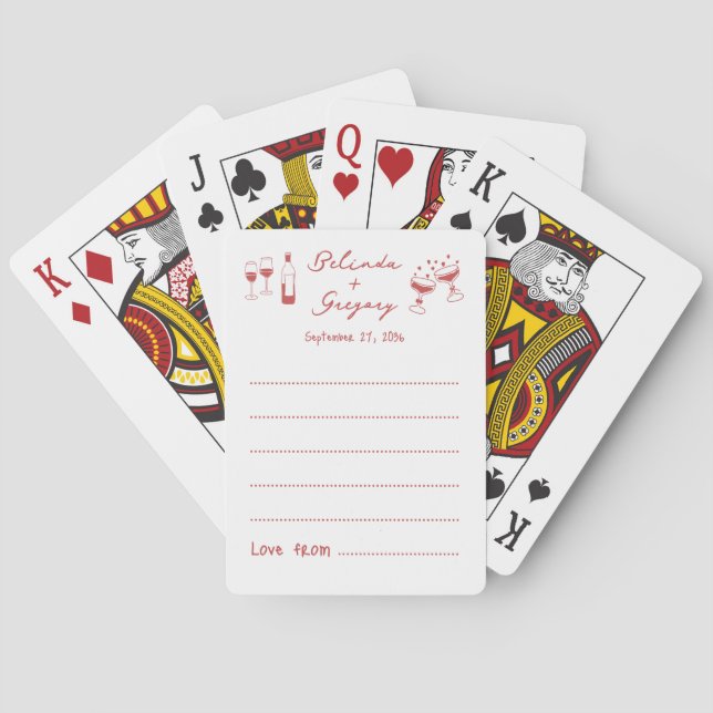 Handritade illustrationer Doodle Bröllop Gästbok Casinokort (Baksidan)