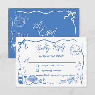 Handritade illustrationer Klotter Doodles Bröllop OSA Kort