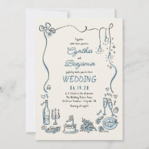 Handritade Illustrationer Klotter Whimsical Bröllo