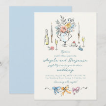 Handritade illustrationer Whimsical fransk bröllop
