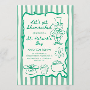 Handritade klotter doodles grönt St Patrick's Day Inbjudningar