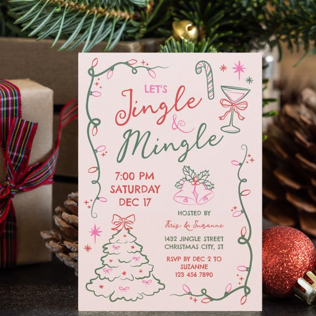 Handritade Klotter Mingla & Jingla Julfest Inbjudningar (Skapare uppladdad)