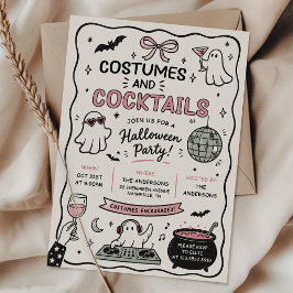 Handritade kostymer och cocktails Halloweenfest Inbjudningar