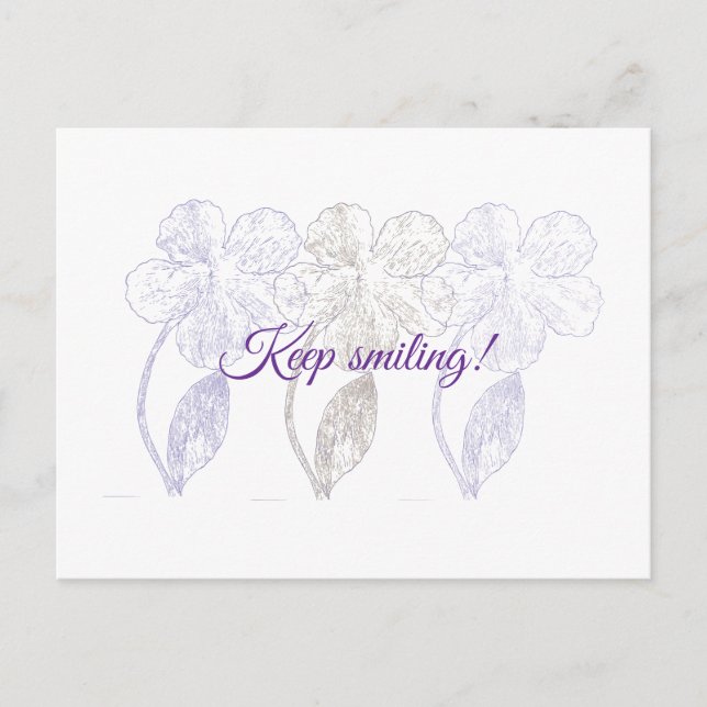 Handritade minimalistiska blommor vykort (Framsida)