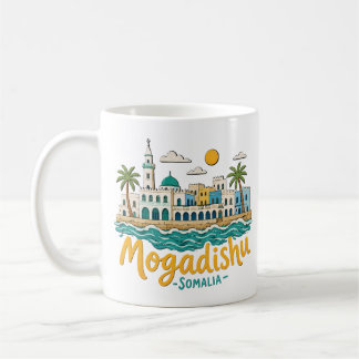 Handritade Mogadishu Somalia Resa Konst Landmärke Kaffemugg