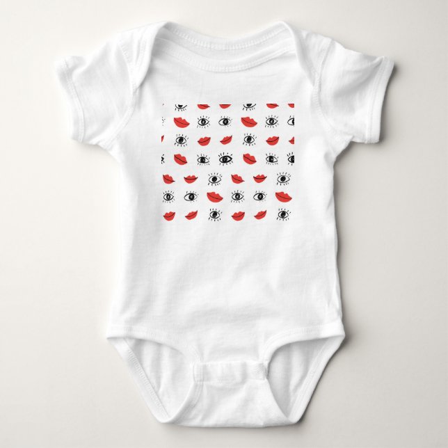 Handritade ögon, läppar, trendigt mönster. t shirt (Framsida)