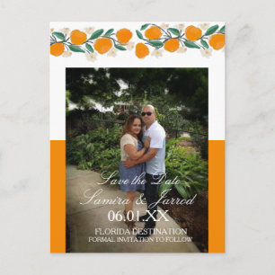 Handritade Orange Botaniska Rädda Datumen Vykort