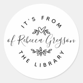 Handritade örter och Löv "från Bibliotek av" Runt Klistermärke