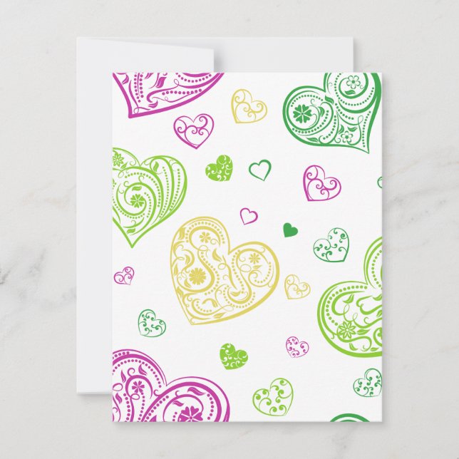 "Handritade Paisley Hearts" Julkort (Framsida)