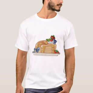 Handritade pannkakor bär frukostmat t shirt