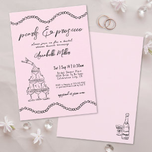 Handritade pärlor Whimsical Prosecco Bröllopsdusch Inbjudningar