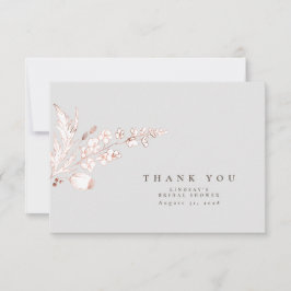 Handritade Rosa Guld Vilda Blommor Elegant Tack Kort