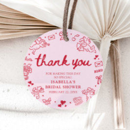 Handritade Rosa Röda Hjärtan Valentina Bröllopsdus Gåvor Etiketter