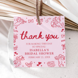 Handritade Rosa Röda Hjärtan Valentines Bröllopsdu Gåvor Etiketter