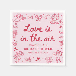 Handritade Rosa Röda Hjärtan Valentins Bröllopsdus Pappersservett