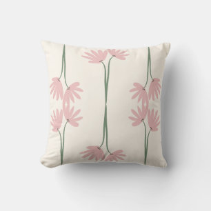Handritade Rosa Vilda Blommor Kräm Kudde