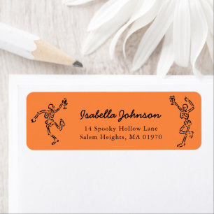 Handritade skelett Halloween returadress Etikett