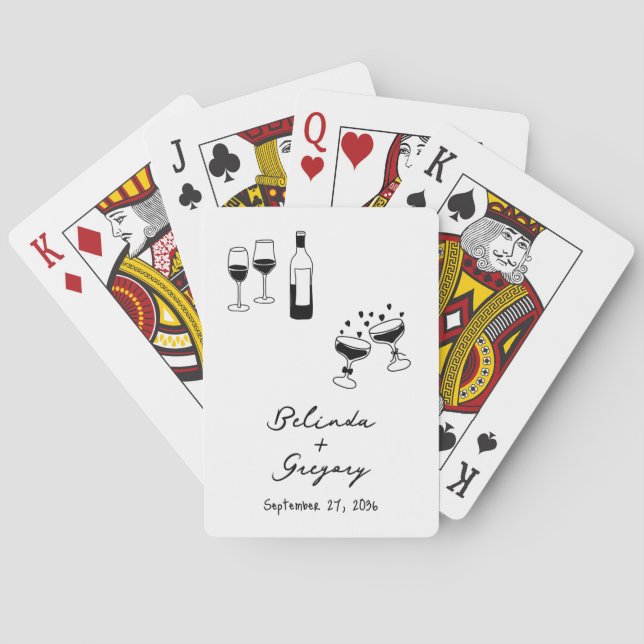 Handritade svarta illustrationer klotter bröllop casinokort (Baksidan)
