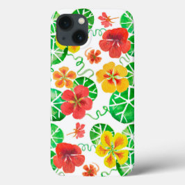 Handritade vattenfärg nasturtium blommor